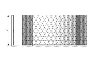Drawing of a fence made of welded panels reinforced with a Kayman barbed mesh